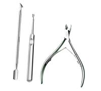 Coupe Ongle 3 pièces ensemble ongles cuticules pince ciseaux tondeuse peau morte fourchette dissolvant poussoir acier inoxydable Art beauté outils pour Manucure