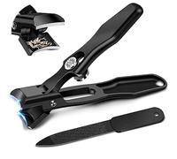 Coupe Ongle Professionnel allemand pour hommes, pince coupe ongle pied grand ouverture de la Mâchoire sans éclaboussures pour Ongles épais coupe ongle pied avec le fichier de l'ongle -Noir