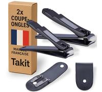 Coupe Ongle Professionnel En Acier Inoxydable [GARANTIE 5 ANS] Marque Française - Kit De 2 Coupe-ongles Petit Et Grand - Avec Lime Intégrée Et Étui De Rangement