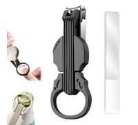 Coupe-ongles 2 en 1 en acier inoxydable avec violon et décapsuleur, coupe-ongles anti-éclaboussures avec loupe, coupe-ongles multifonction en forme de violon avec lime en verre nano pour la maison