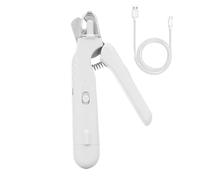 Coupe-ongles 2 en 1 pour chien et coupe-ongles pour chien avec lumière, rechargeable par USB, coupe-griffes de sécurité pour chiens et chats, idéal pour le toilettage des ongles à domicile (blanc)