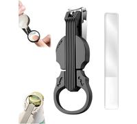 Coupe-ongles anti-éclaboussures avec miroir grossissant, coupe-ongles et décapsuleur 2-en-1, coupe-ongles multifonction en forme de violon, résistant aux éclaboussures, en acier inoxydable, design am
