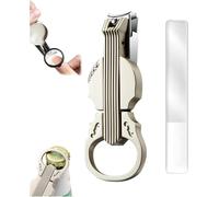Coupe-ongles anti-éclaboussures avec miroir grossissant, coupe-ongles et décapsuleur 2-en-1, coupe-ongles multifonction en forme de violon, résistant aux éclaboussures, en acier inoxydable, design am