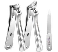 Coupe-ongles d'orteils épais - Vepkuso large ouverture mâchoire surdimensionnée en acier inoxydable avec lime à ongles pour ongles épais, coupe-ongles extra large pour homme et femme Ensemble argenté.