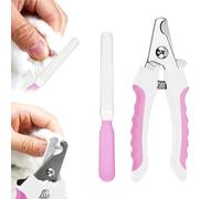Coupe-ongles en acier inoxydable pour chiens et chats de petite, moyenne et grande taille (rose blanc)