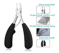 Coupe-ongles en métal Precision Clippers pour ongles incarnés épais et profonds - Poignée souple