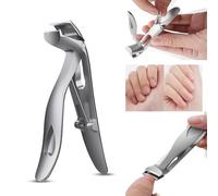 Coupe-ongles ergonomique pour personnes âgées - Tête coudée - Large ouverture - Coupe-ongles en acier inoxydable