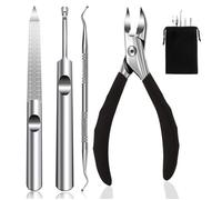 Coupe-ongles - INF - 4 pièces - Noir - Précision pour ongles incarnés - Soin des pieds