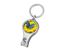 Coupe-ongles papillon bleu tournesol avec lames incurvées avec lime à ongles tranchante et robuste, coupe-ongles pour salon de manucure, outil de pédicure pour pieds pour homme et femme