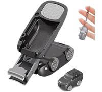 Coupe-ongles pliable en forme de voiture, mini coupe-ongles portable, ouverture magnétique, résistant aux éclaboussures, en acier inoxydable, accessoire porte-clés pour ongles épais/durs (Noir)