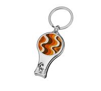Coupe-ongles professionnel avec motif vagues oranges, marron, blanc, pour homme et femme