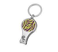 Coupe-ongles professionnel avec texture peau zèbre vert citron et violet pour homme et femme