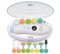 Coupe-ongles rechargeable 22 en 1 pour bébé, étui avec étiquettes d'utilisation, 13 pièces de rechange, lime à ongles électrique Royal Angels, écran LCD, kit pour ongles (rechargeable, blanc et bleu)