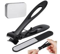 Coupe-ongles robuste pour ongles épais, mâchoire ultra large de 0,6 mm avec lime à ongles, coupe-ongles en acier inoxydable, grande tondeuse à ongles dans une boîte en étain pour homme et femme