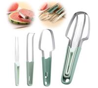 Coupe-pastèque 3 en 1 en acier inoxydable, Coupe-pastèque, Trancheuse à PastèQue Inoxydable, Coupe-pastèque multifonctionnel 3 en 1, Couteau à pastèque 3 en 1, Slicer de pastèque, pour gadgets de cui