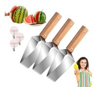 Coupe-Pastèque en Acier Inoxydable, Trancheuse Triangulaire pour Melon et Fruits d'Été, Manche en Bois Ergonomique (3)