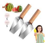 Coupe-Pastèque en Acier Inoxydable, Trancheuse Triangulaire pour Melon et Fruits d'Été, Manche en Bois Ergonomique (2)