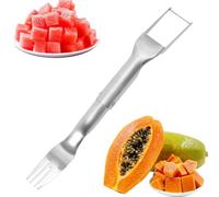 Coupe-pastèque en acier inoxydable | Ustensile de cuisine pour fruits | Ustensile à double tête pour fruits | Idéal pour camping, pique-nique, maison, restaurant, café