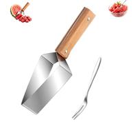 Coupe Pastèque et Melon en Acier Inoxydable avec Poignée en Bois - Outil de Découpe Facile à Nettoyer pour Tous les Fruits