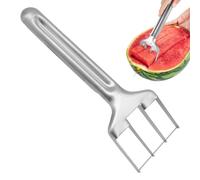 Coupe Pastèque Inox 21,5×7,4cm à 3 Lames, Trancheuse de Fruits avec Poignée Large et Ergonomique, Découpe Melon Rapide pour Cuisine, Pique-Nique et Camping