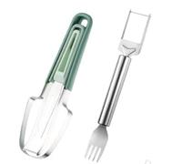 Coupe-Pastèque Set, Ustensiles en Acier Inoxydable avec Manche Rond, Multifonction pour Découper, Servir et Déguster, Outil de Cuisine Créatif pour Pastèque, Melon et Fruits, Couleur Argent et Vert