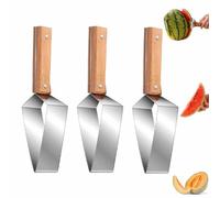 Coupe-pastèque triangulaire,Coupe Pastèque Trancheur,trancheuse manuelle en acier inoxydable,Outil de Découpe de Fruits avec poignée en bois,pour pastèque,miellat,gadget de cuisine d'été (3 pièces)
