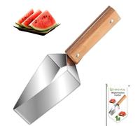 Coupe-pastèque triangulaire, trancheuse à pastèque en acier inoxydable avec manche en bois, outil de découpe de fruits pour la cuisine, les pique-niques et l'été (1PCS)