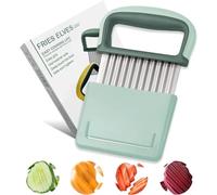 Coupe-patates - Lame ondulée verte pour les frites et les légumes Tranche-patates résistant au lave-vaisselle pour des coupes ondulées parfaites