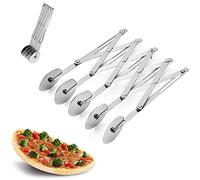 Coupe-Pâte à 5 Roues, Diviseur de Pâte en Acier Inoxydable, Coupe-Pizza à 5 Roues, Diviseur de Pâte à 5 Roues, Coupe-Pizza Ajustable, Trancheuse à 5 Roues avec Poignée pour Pâtisserie, Pain(Argent)