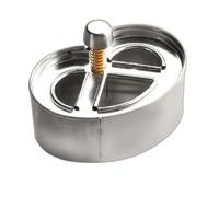 COUPE PATE ACIER ETAME FORME BREZEL - POUSSOIR AVEC RESSORT DE RAPPEL - DIMENSIONS 4,5 CM X 6,5 CM