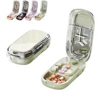 Coupe-pilule portable, pour pilules petites et minuscules avec acier inoxydable et tablette guide de centrage, alignement précis des pilules, coupe les moitiés/troisièmes/quarts (Vert)