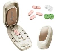 Coupe-pilules pour petites et petites pilules, coussinet en silicone pour maintenir les pilules stables, portable et réglable pour une coupe précise de 1/2 1/3 1/4, lame tranchante en acier inoxydable