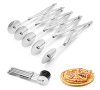 Coupe Pizza à 5 Roues, Coupe Pizza Ajustable, Rétractable Diviseur de Pâte en Acier Inoxydable, Trancheuse à Pizza, Couteau à PâTisserie, Découpe de Pâte Pro pour Tarte, Biscuits, Pâtisserie et Pizza