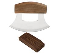 Coupe-pizza Alaska, coupe-pizza Ulu,Hachoir Mezzaluna | Coupe-Ulu d'alaska en acier inoxydable, poignée ergonomique antidérapante avec support en bois pour hacher les salades