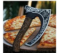 Coupe-pizza Viking fait main Axe en acier au carbone Trancheuse Chef Axe Viking Axe avec couvercle en cuir - Accessoires de four à pizza de qualité supérieure Ulu Rocking Pizza Cadeaux pour hommes