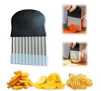 Coupe Pomme de Terre, avec Housse de Protection, Couteau Lame Ondulée, Coupe Patate, Couteau Ondulé à Frites Inoxydable, Coupe-légumes,Couteau Dentelé pour légumes, Fruits, Salade, Couteau Ondulé
