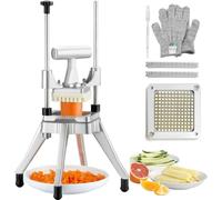 Coupe-pommes de terre - Coupe-frites - 1/4 de pouce - Coupe-frites - Coupe-légumes - Hachoir commercial - Coupe-fruits avec 2 lames de rechange - Hachoir en acier inoxydable - Salade, fruits.