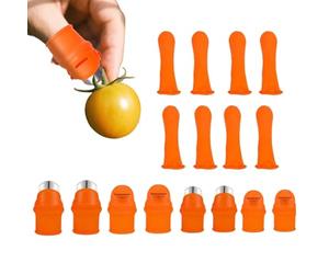 Coupe-Pouce pour Jardiniers | 16 pièces en acier inoxydable | Protège-doigts en Silicone pour Cueillette et Coupe | pour Concombres Aubergines Poivrons Tomates Haricots Verts