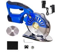 Coupe-tissu électrique rotatif, sans fil, avec éclairage LED, 100/110/125 mm, avec 2 batteries rechargeables, 5 vitesses, pour cuir, moquette et tissus multicouches.(100mm)