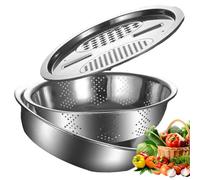 Coupe-trancheur avec panier - Set de base en acier | Hachoir à râpe en acier inoxydable - Outil de cuisine multitâche 3 pièces Ergonomique Nettoyage facile Idéal pour Noël Ustensile de cuisine polyval