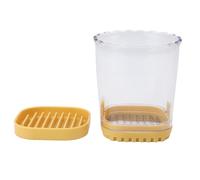 Coupe trancheuse de fruits, coupe-fruits en plastique en acier inoxydable avec plaque de poussée emovable lames plaque de poussée alimentaire plaque de poussée pour la banane (Jaune)