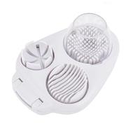 Coupe-œufs 3 en 1, trancheuse et découpeuse pour œufs, découpe en lamelles, en quartiers et en dés, accessoire de cuisine pratique pour salades et préparations culinaires (Blanc)