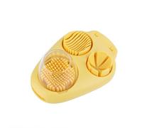 Coupe-œufs 3 en 1, trancheuse et découpeuse pour œufs, découpe en lamelles, en quartiers et en dés, accessoire de cuisine pratique pour salades et préparations culinaires (Jaune)