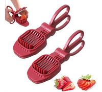 Coupe-œufs pour œufs durs, fraises, bananes, kiwis, pour saucisses de fruits tendres, concombres, champignons, tranchage rapide et sûr (rouge)