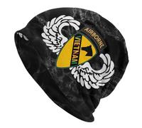 Coupe-Vent Bonnet d'hiver Tricoté Insigne De Parachutiste du 1Er Régiment De Cavalerie De L'Armée Américaine Au Vietnam Tricoter Chapeau Anti-Transpiration Casquette Tricoté pour Femme Ski
