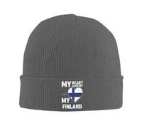 Coupe-Vent Bonnet tricoté Mon cœur, Mon Pays, ma Finlande Bonnet de Montre à Revers Ski Bonnets pour Sports de Plein air,Homme,Randonnée