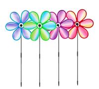 Coupe-vent de cour 4 pièces décoratives colorées éoliennes | Décoration de spinner à vent de jardin fleuri pour l'arrière-cour, le patio, la pelouse, le balcon et la ferme