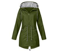 Coupe Vent Femme Impermeable Ciré Legere Manteau de Pluie Beige Grande Taille Mi Saison Blouson Vêtements Pliable Imperméable Veste Cape Zip Anti-Pluie Raincoat Trench Coat Parka