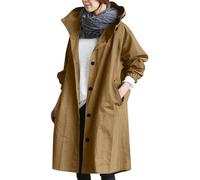 Coupe Vent Femme Impermeable Couleur Pure avec Capuche - Ciré Femme Imperméable avec Poches Randonnée Legere Respirante Manteaux Cyclisme Ultralight Veste À Boutons Brun XL
