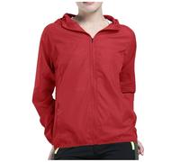 Coupe Vent Femme Impermeable Veste De Pluie Avec Capuche LéGèRe SéChage Rapide Couleur Unie Veste Sport Femme Avec Fermeture éClair Fine Respirant Veste D'ExtéRieur Pour Les Voyages Et Le